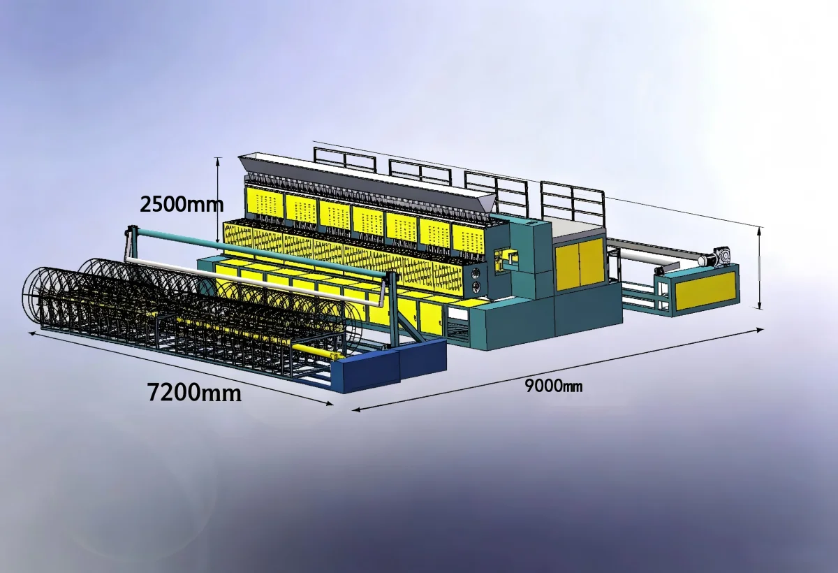 Injection molded geogrid line - 3D render with dimensions