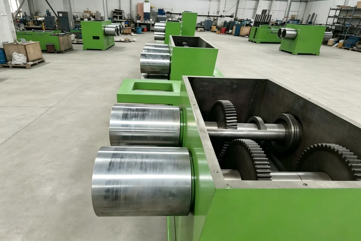 24-Head Geogrid Welding Line - 3D Render with Dimensions